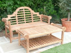 Lutyens 3 Seater Teak Bench & Coffee Table